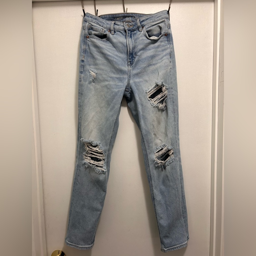 American Eagle Outfitters Light Blue Distressed Skinny Jeans